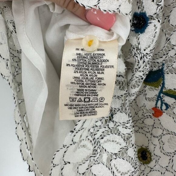 Anthropologie Maeve Macie Lace Embroidered Sequin Beaded Top Floral Size 0 - Picture 10 of 11